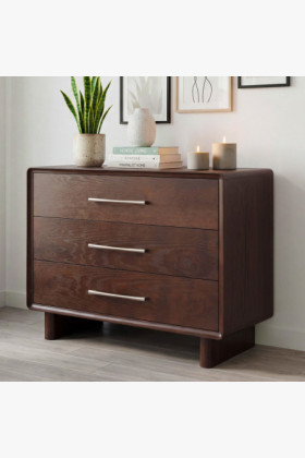 Designkommode Eichenfurnier Nussbaum 3 Schubladen 95 cm